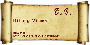 Bihary Vilmos névjegykártya